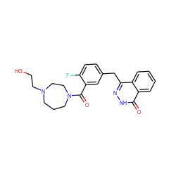 O=C(c1cc(Cc2n[nH]c(=O)c3ccccc23)ccc1F)N1CCCN(CCO)CC1 ZINC000040953648