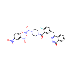 O=C(c1cc(Cc2n[nH]c(=O)c3ccccc23)ccc1F)N1CCN(/[N+]([O-])=N/Oc2ccc([N+](=O)[O-])cc2[N+](=O)[O-])CC1 ZINC000169308356