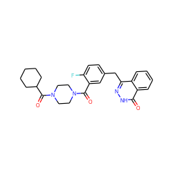 O=C(c1cc(Cc2n[nH]c(=O)c3ccccc23)ccc1F)N1CCN(C(=O)C2CCCCC2)CC1 ZINC000040421692