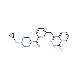 O=C(c1cc(Cc2n[nH]c(=O)c3ccccc23)ccc1F)N1CCN(CC2CC2)CC1 ZINC000040833927