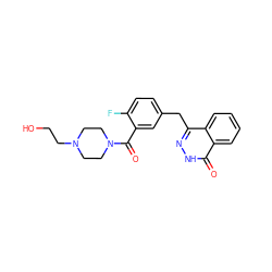 O=C(c1cc(Cc2n[nH]c(=O)c3ccccc23)ccc1F)N1CCN(CCO)CC1 ZINC000040952858