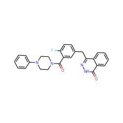 O=C(c1cc(Cc2n[nH]c(=O)c3ccccc23)ccc1F)N1CCN(c2ccccc2)CC1 ZINC000040956154