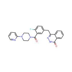 O=C(c1cc(Cc2n[nH]c(=O)c3ccccc23)ccc1F)N1CCN(c2ccccn2)CC1 ZINC000040424784