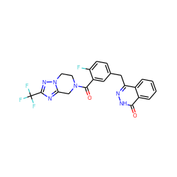 O=C(c1cc(Cc2n[nH]c(=O)c3ccccc23)ccc1F)N1CCn2nc(C(F)(F)F)nc2C1 ZINC000168317859