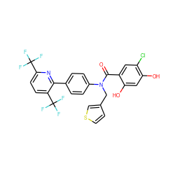 O=C(c1cc(Cl)c(O)cc1O)N(Cc1ccsc1)c1ccc(-c2nc(C(F)(F)F)ccc2C(F)(F)F)cc1 ZINC000653755672