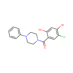 O=C(c1cc(Cl)c(O)cc1O)N1CCN(c2ccccc2)CC1 ZINC001772574671