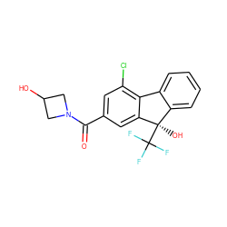 O=C(c1cc(Cl)c2c(c1)[C@](O)(C(F)(F)F)c1ccccc1-2)N1CC(O)C1 ZINC000144807718