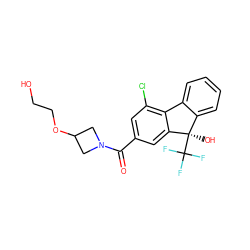 O=C(c1cc(Cl)c2c(c1)[C@](O)(C(F)(F)F)c1ccccc1-2)N1CC(OCCO)C1 ZINC000144803996