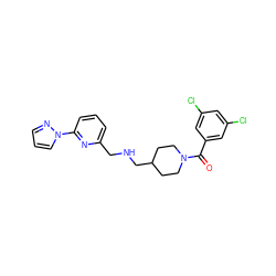 O=C(c1cc(Cl)cc(Cl)c1)N1CCC(CNCc2cccc(-n3cccn3)n2)CC1 ZINC000013782334