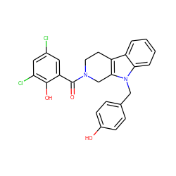 O=C(c1cc(Cl)cc(Cl)c1O)N1CCc2c(n(Cc3ccc(O)cc3)c3ccccc23)C1 ZINC000014946255