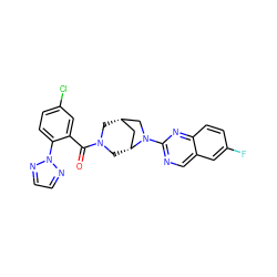 O=C(c1cc(Cl)ccc1-n1nccn1)N1C[C@H]2C[C@@H](C1)N(c1ncc3cc(F)ccc3n1)C2 ZINC000144470362