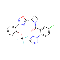 O=C(c1cc(Cl)ccc1-n1nccn1)N1CC[C@H]1c1nc(-c2ccccc2OC(F)(F)F)no1 ZINC000218063826