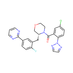 O=C(c1cc(Cl)ccc1-n1nccn1)N1CCOC[C@H]1Cc1cc(-c2ncccn2)ccc1F ZINC000222111477