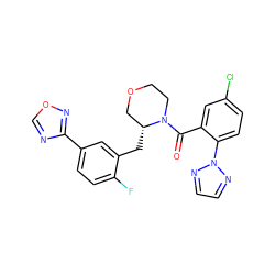 O=C(c1cc(Cl)ccc1-n1nccn1)N1CCOC[C@H]1Cc1cc(-c2ncon2)ccc1F ZINC000222042165