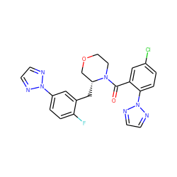 O=C(c1cc(Cl)ccc1-n1nccn1)N1CCOC[C@H]1Cc1cc(-n2nccn2)ccc1F ZINC000222115188