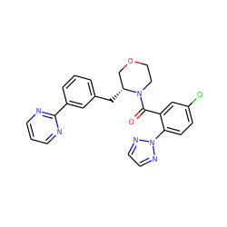 O=C(c1cc(Cl)ccc1-n1nccn1)N1CCOC[C@H]1Cc1cccc(-c2ncccn2)c1 ZINC000205655547