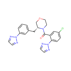 O=C(c1cc(Cl)ccc1-n1nccn1)N1CCOC[C@H]1Cc1cccc(-n2nccn2)c1 ZINC000205634867