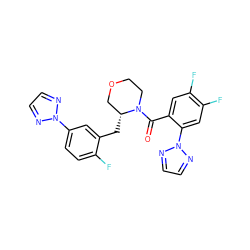 O=C(c1cc(F)c(F)cc1-n1nccn1)N1CCOC[C@H]1Cc1cc(-n2nccn2)ccc1F ZINC000222068746