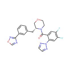 O=C(c1cc(F)c(F)cc1-n1nccn1)N1CCOC[C@H]1Cc1cccc(-c2ncon2)c1 ZINC000205662528