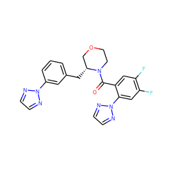 O=C(c1cc(F)c(F)cc1-n1nccn1)N1CCOC[C@H]1Cc1cccc(-n2nccn2)c1 ZINC000222074415