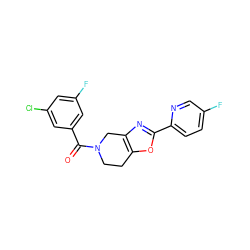 O=C(c1cc(F)cc(Cl)c1)N1CCc2oc(-c3ccc(F)cn3)nc2C1 ZINC000219619271