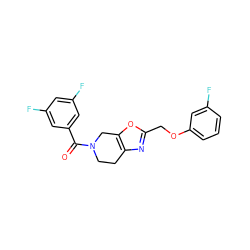 O=C(c1cc(F)cc(F)c1)N1CCc2nc(COc3cccc(F)c3)oc2C1 ZINC000113228718