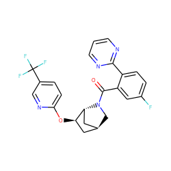 O=C(c1cc(F)ccc1-c1ncccn1)N1C[C@H]2C[C@@H](Oc3ccc(C(F)(F)F)cn3)[C@H]1C2 ZINC000226130960