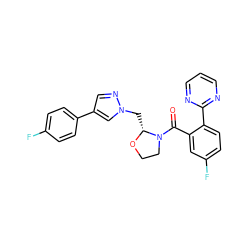 O=C(c1cc(F)ccc1-c1ncccn1)N1CCO[C@@H]1Cn1cc(-c2ccc(F)cc2)cn1 ZINC000210603137