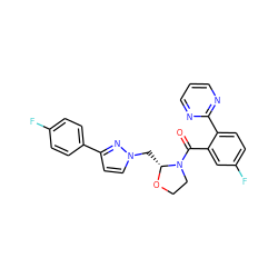 O=C(c1cc(F)ccc1-c1ncccn1)N1CCO[C@@H]1Cn1ccc(-c2ccc(F)cc2)n1 ZINC000210602857