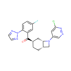 O=C(c1cc(F)ccc1-n1nccn1)[C@@H]1CC[C@H]2CN(c3cnnc(Cl)c3)[C@H]2C1 ZINC000169701363