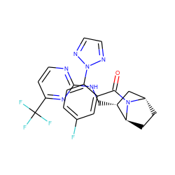 O=C(c1cc(F)ccc1-n1nccn1)N1[C@H]2CC[C@H]1[C@H](CNc1nccc(C(F)(F)F)n1)C2 ZINC000226033329