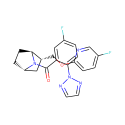 O=C(c1cc(F)ccc1-n1nccn1)N1[C@H]2CC[C@H]1[C@H](COc1ccc(F)cn1)C2 ZINC000226041602