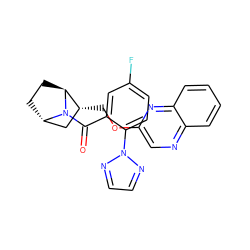 O=C(c1cc(F)ccc1-n1nccn1)N1[C@H]2CC[C@H]1[C@H](COc1cnc3ccccc3n1)C2 ZINC000226051520