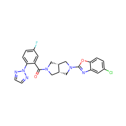 O=C(c1cc(F)ccc1-n1nccn1)N1C[C@@H]2CN(c3nc4cc(Cl)ccc4o3)C[C@@H]2C1 ZINC001772578506