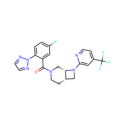 O=C(c1cc(F)ccc1-n1nccn1)N1CC[C@H]2CN(c3cc(C(F)(F)F)ccn3)[C@H]2C1 ZINC000145671991