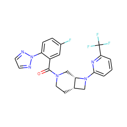 O=C(c1cc(F)ccc1-n1nccn1)N1CC[C@H]2CN(c3cccc(C(F)(F)F)n3)[C@H]2C1 ZINC000116825289