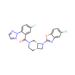 O=C(c1cc(F)ccc1-n1nccn1)N1CC[C@H]2CN(c3nc4cc(Cl)ccc4o3)[C@H]2C1 ZINC000116828776