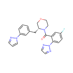 O=C(c1cc(F)ccc1-n1nccn1)N1CCOC[C@H]1Cc1cccc(-n2cccn2)c1 ZINC000205651049