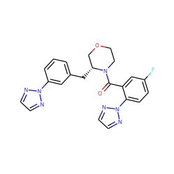 O=C(c1cc(F)ccc1-n1nccn1)N1CCOC[C@H]1Cc1cccc(-n2nccn2)c1 ZINC000205651175