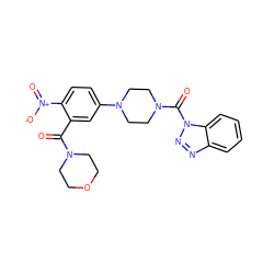 O=C(c1cc(N2CCN(C(=O)n3nnc4ccccc43)CC2)ccc1[N+](=O)[O-])N1CCOCC1 ZINC000095573177