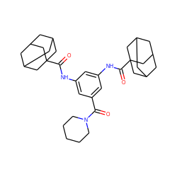 O=C(c1cc(NC(=O)C23CC4CC(CC(C4)C2)C3)cc(NC(=O)C23CC4CC(CC(C4)C2)C3)c1)N1CCCCC1 ZINC000008432758