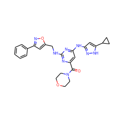 O=C(c1cc(Nc2cc(C3CC3)[nH]n2)nc(NCc2cc(-c3ccccc3)no2)n1)N1CCOCC1 ZINC000203008473