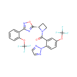 O=C(c1cc(OC(F)(F)F)ccc1-n1nccn1)N1CC[C@H]1c1nc(-c2ccccc2OC(F)(F)F)no1 ZINC000218085194