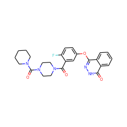 O=C(c1cc(Oc2n[nH]c(=O)c3ccccc23)ccc1F)N1CCN(C(=O)N2CCCCC2)CC1 ZINC000206709564