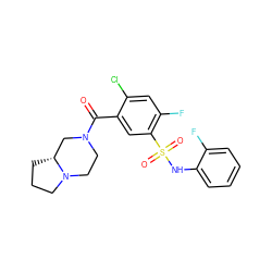 O=C(c1cc(S(=O)(=O)Nc2ccccc2F)c(F)cc1Cl)N1CCN2CCC[C@@H]2C1 ZINC000113741875