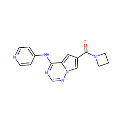 O=C(c1cc2c(Nc3ccncc3)ncnn2c1)N1CCC1 ZINC000299833422