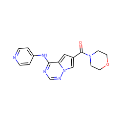 O=C(c1cc2c(Nc3ccncc3)ncnn2c1)N1CCOCC1 ZINC000299824133