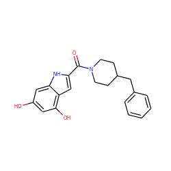 O=C(c1cc2c(O)cc(O)cc2[nH]1)N1CCC(Cc2ccccc2)CC1 ZINC000013554240