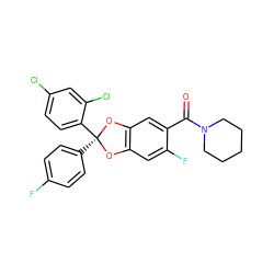 O=C(c1cc2c(cc1F)O[C@@](c1ccc(F)cc1)(c1ccc(Cl)cc1Cl)O2)N1CCCCC1 ZINC000029054434