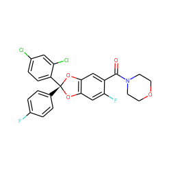 O=C(c1cc2c(cc1F)O[C@](c1ccc(F)cc1)(c1ccc(Cl)cc1Cl)O2)N1CCOCC1 ZINC000013975598